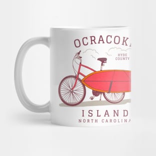 Ocracoke Island, NC Summer Vacation Bike and Surfboard Mug